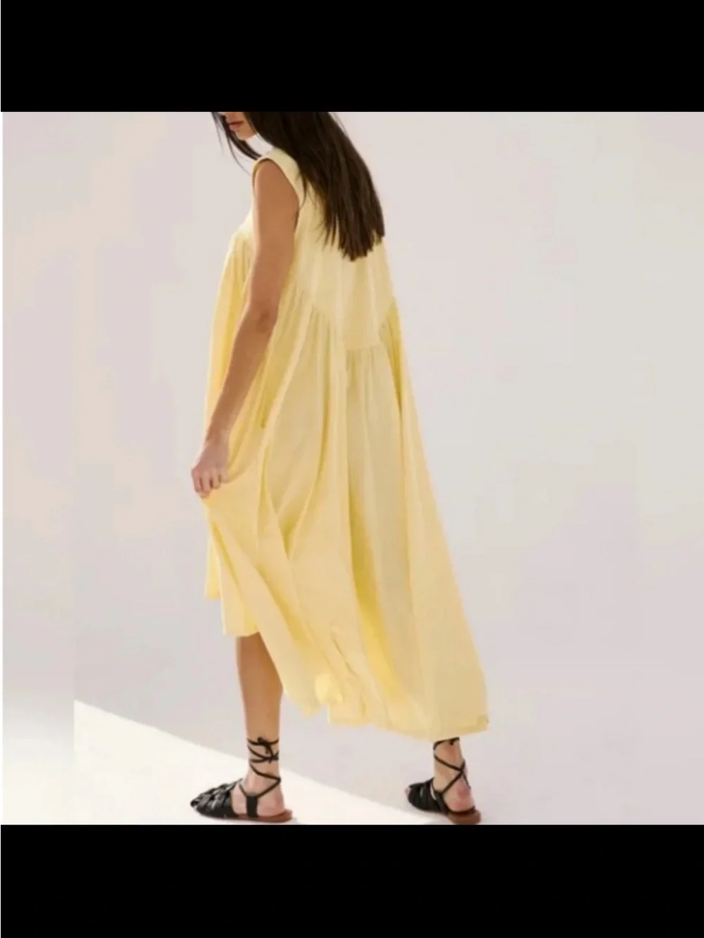 Free People Madelyn Midi hi low dress butter yellow vacation summer tank